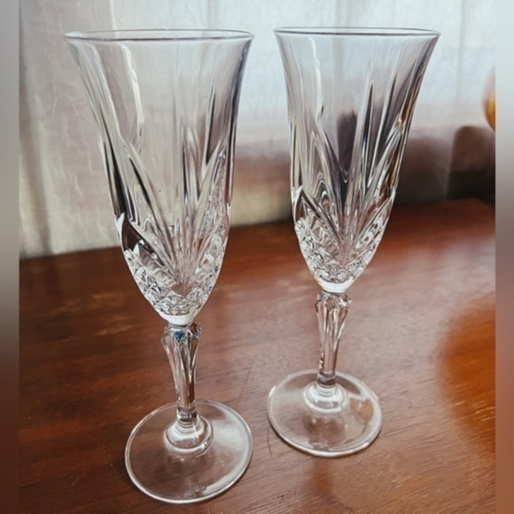Vintage Salzburg Crystal Flutes | Cristal de Flandre | Elegant Glassware